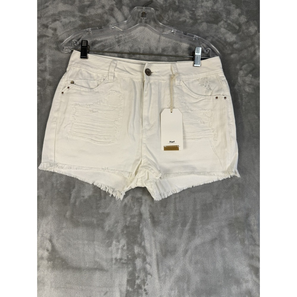 Y2K Hart Denim White Distressed Frayed Hem Jean Shorts Women's Size 29